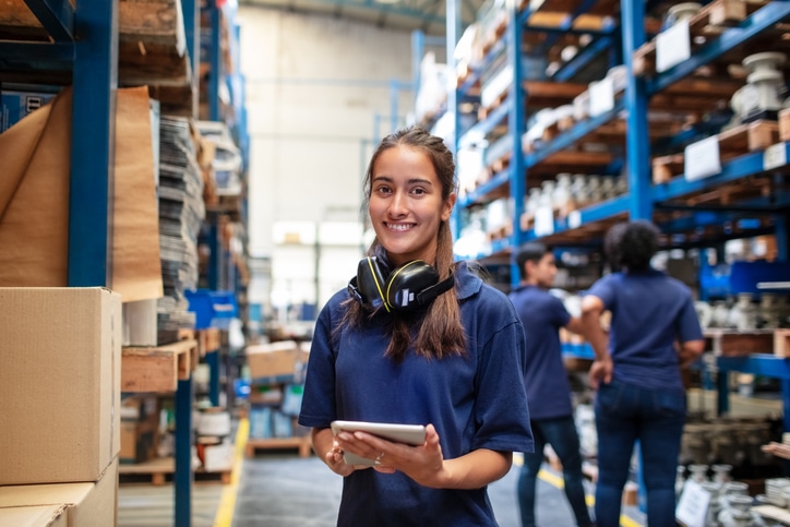 employée, métier, logistique, stock, industrie, apprentissage