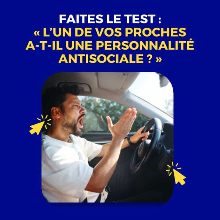 Personnalité antisociale, trouble de la personnalité, test psychologique, relations toxiques, comportement manipulateur, impulsivité, manque d'empathie, diagnostic, trouble du comportement, agressivité, relations interpersonnelles, signes d'alerte, manipulation, isolement, psychopathie, sociopathie, traits antisociaux, évaluation psychologique, détection des troubles, soutien émotionnel, conseils professionnels, santé mentale, bien-être, impact sur les proches, prise en charge