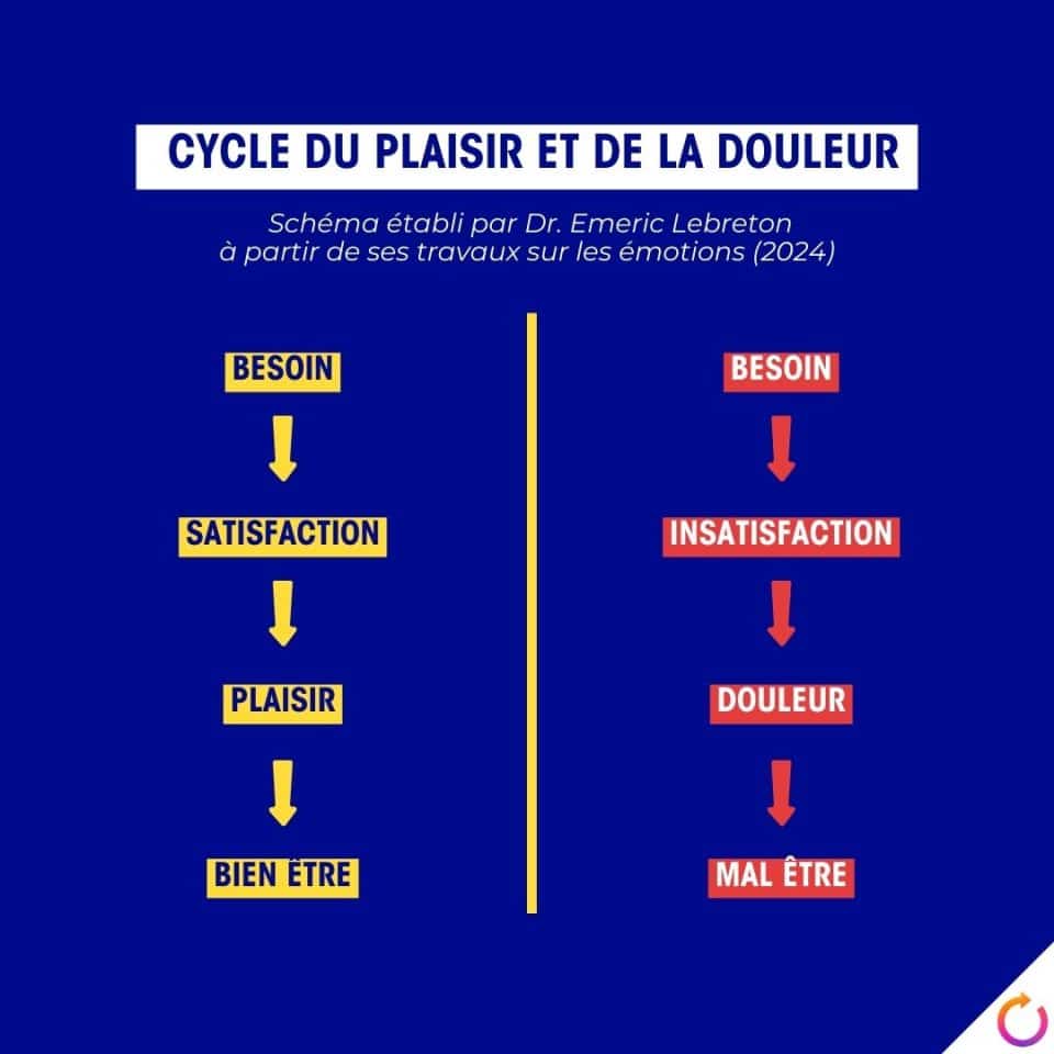 cycle du plaisir, cycle de la douleur, Dr Emeric Lebreton, psychologie, neurosciences, bien-être, gestion de la douleur, émotions, plaisir, mécanismes de la douleur, santé mentale, thérapie, résilience, équilibre émotionnel, addiction, satisfaction, techniques de relaxation, stress, perception de la douleur, motivation, émotions positives, stratégies de coping, souffrance, développement personnel, exploration des sensations.