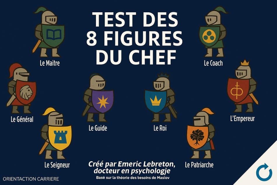 test des 8 figures de chef, leadership, styles de management, typologie managériale, évaluation leadership, compétences managériales, test psychologique, profils de dirigeants, analyse comportementale, développement professionnel, gestion d'équipe, autorité naturelle, management situationnel, diagnostic leadership, formation managers, performance managériale, intelligence émotionnelle, stratégie organisationnelle, coaching dirigeants, adaptation managériale, styles décisionnels, test certifié, outils RH, évaluation des talents, croissance personnelle