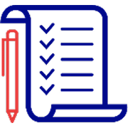 Icône représentant l’aide à la rédaction de CV dans le cadre d’un bilan de réorientation et d’un accompagnement en orientation scolaire.
