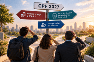 Illustration symbolisant l'évolution du CPF et de son reste à charge en 2027