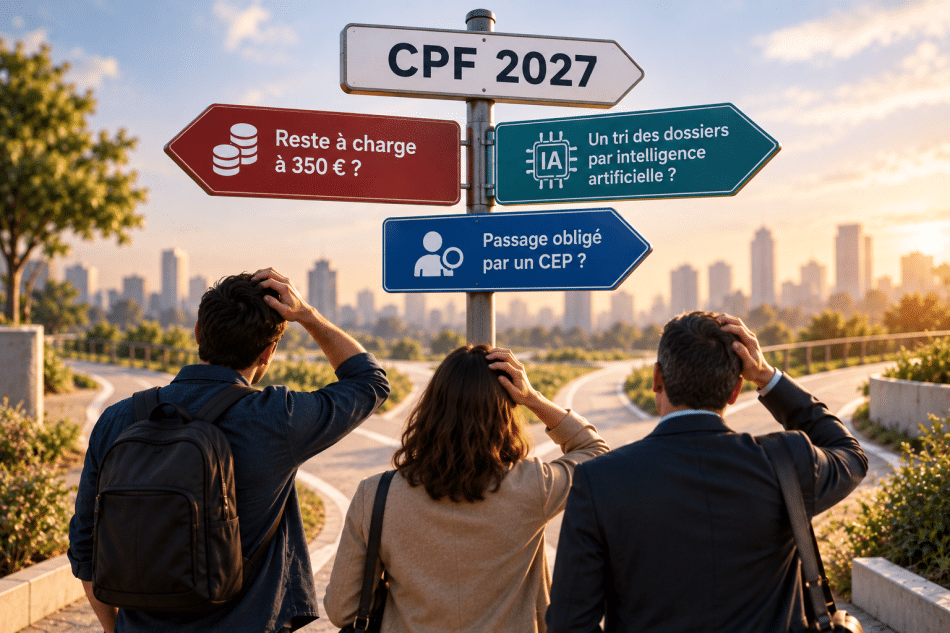 Illustration symbolisant l'évolution du CPF et de son reste à charge en 2027