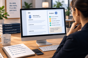 Recruteur examinant un CV pour identifier les signes d'une candidature rédigée avec une intelligence artificielle