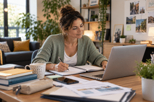 Personne menant une reconversion progressive par étapes