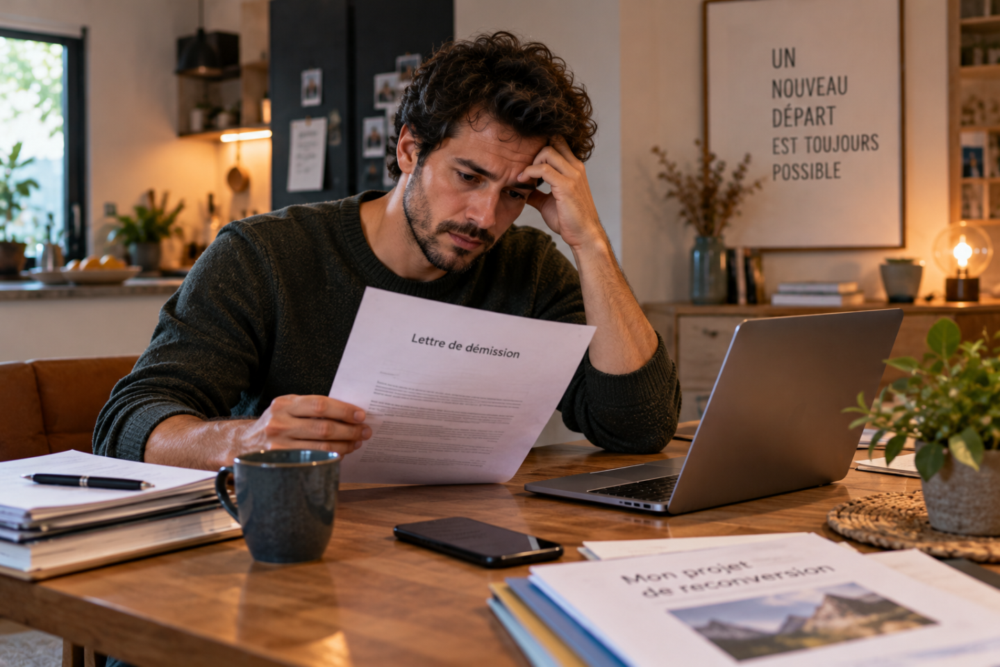 Personne préparant une démission pour reconversion en gardant ses droits