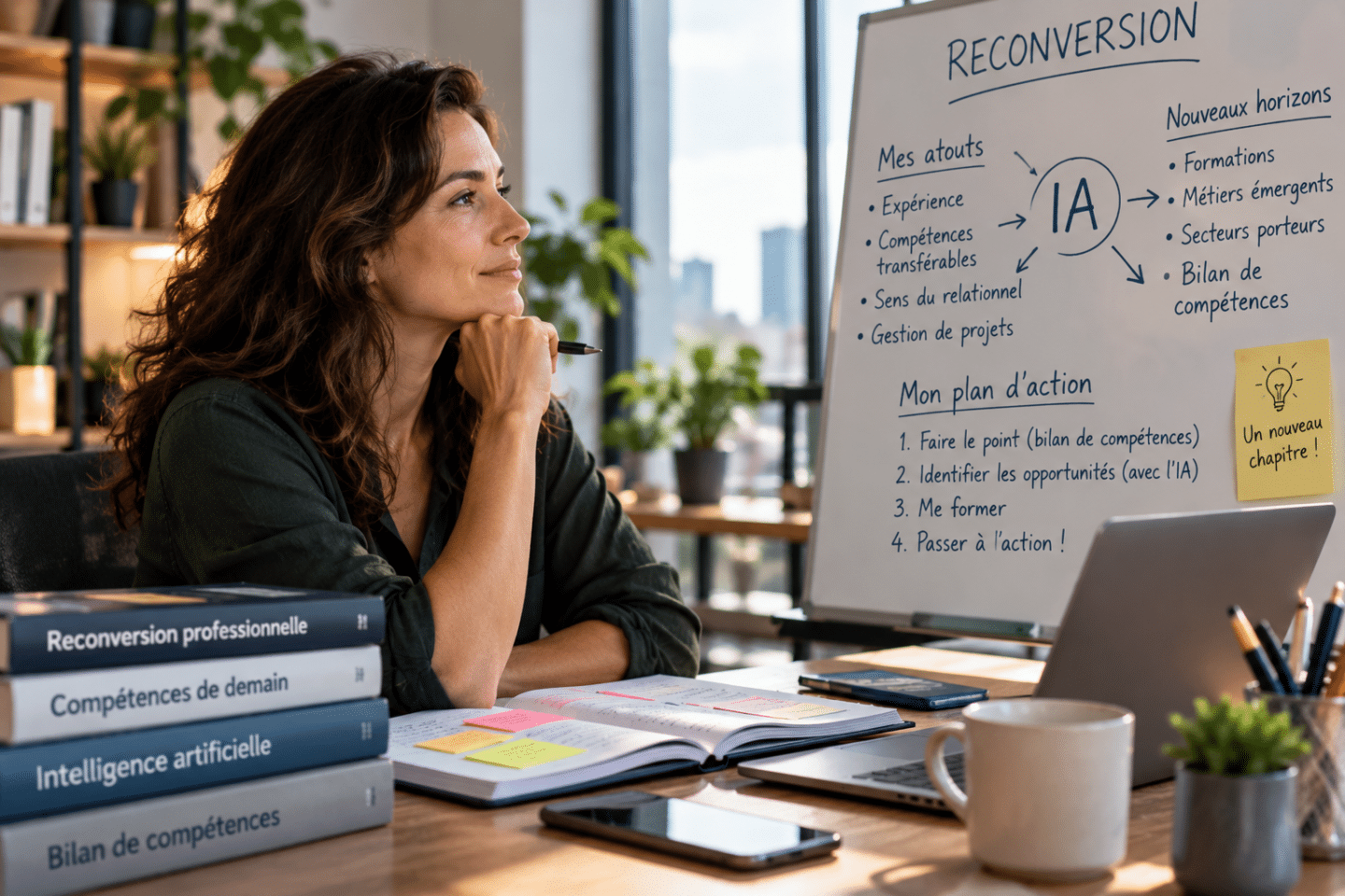 Professionnel préparant sa reconversion et son évolution de carrière face aux transformations liées à l’intelligence artificielle