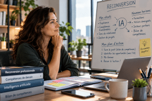 Professionnel préparant sa reconversion et son évolution de carrière face aux transformations liées à l’intelligence artificielle