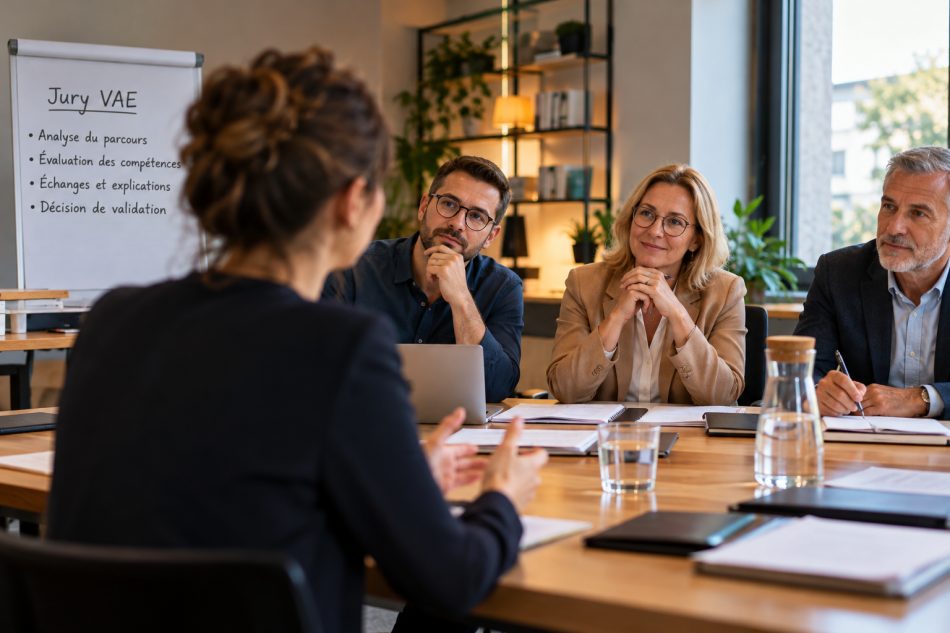 Candidat face au jury de sa VAE
