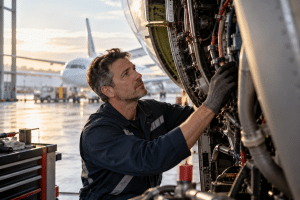 Personne en reconversion vers les métiers de l'aéronautique
