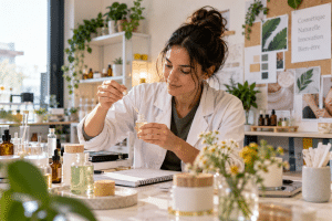 Personne en reconversion vers les métiers de la cosmétique et de la beauté