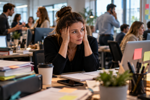 Personne hypersensible réfléchissant à une reconversion adaptée