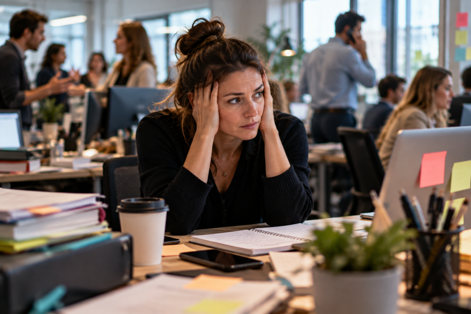 Personne hypersensible réfléchissant à une reconversion adaptée