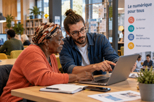 Personne en reconversion vers la médiation numérique