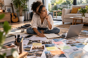 Personne multipotentielle réfléchissant à sa reconversion