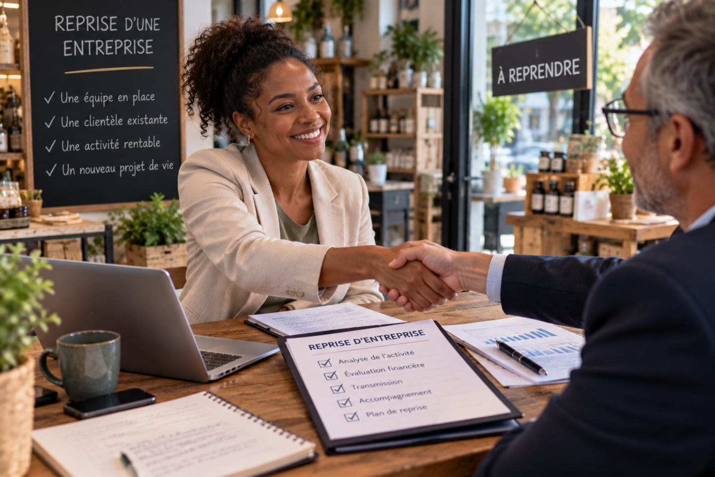 Personne reprenant une entreprise dans le cadre d'une reconversion
