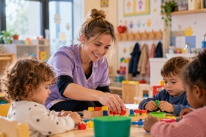 Agent de crèche engageant une validation des acquis de l'expérience