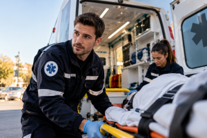 Professionnel du transport sanitaire préparant sa VAE